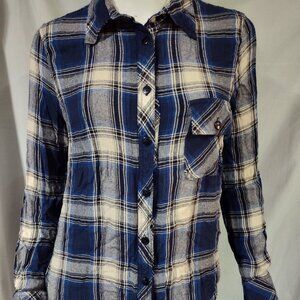 Tolani small women's long sleeve plaid floral shirt top